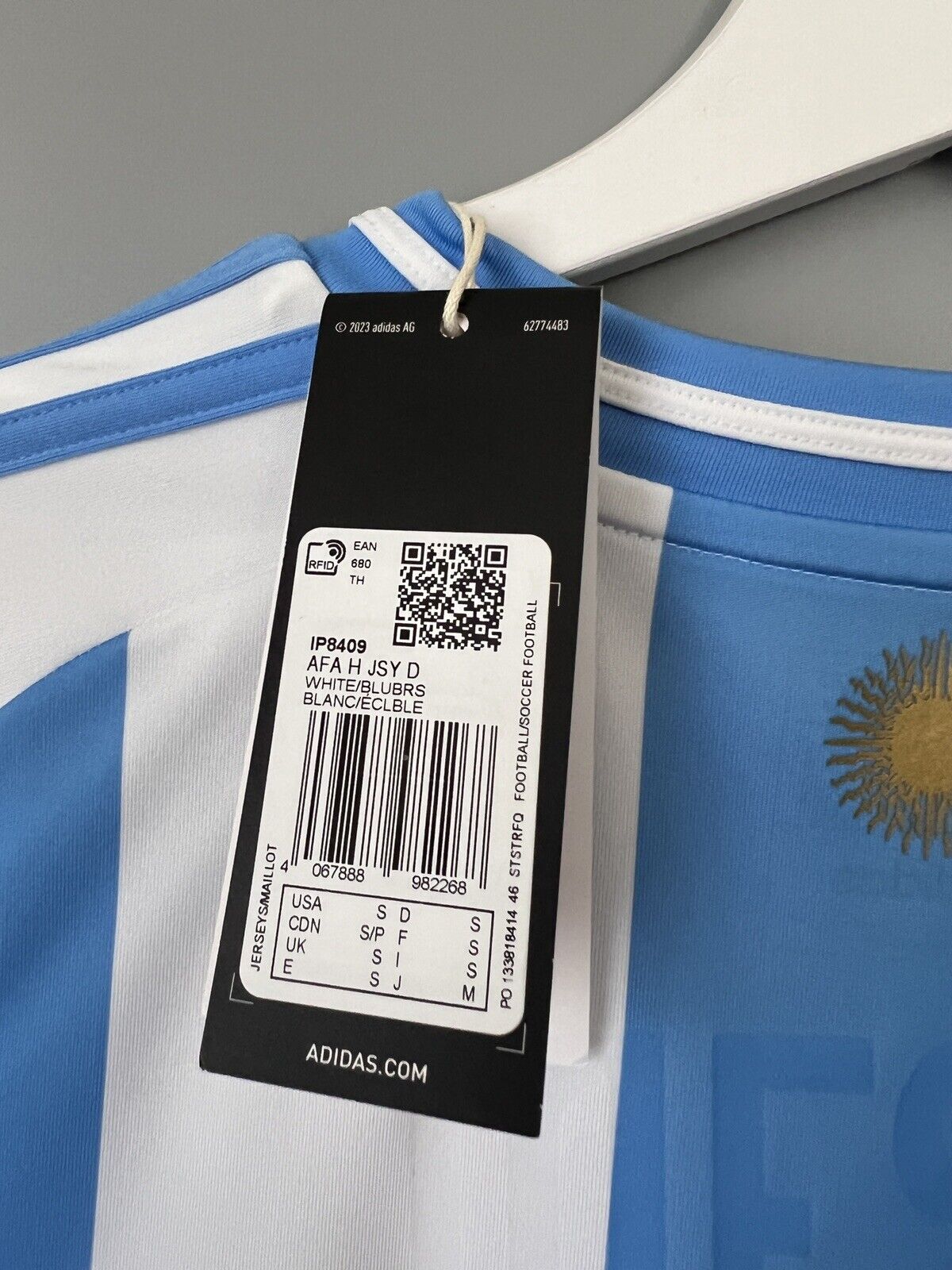Messi Argentina Jersey 2024 Home Soccer Shirt IP8409 Adidas Mens Size S