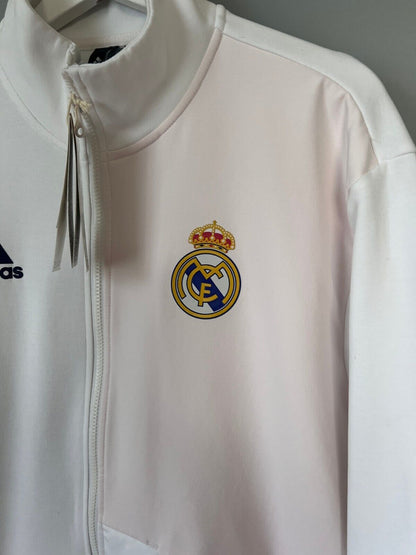 Real Madrid Anthem Jacket White Soccer Football Adidas HY0643 Mens Size M