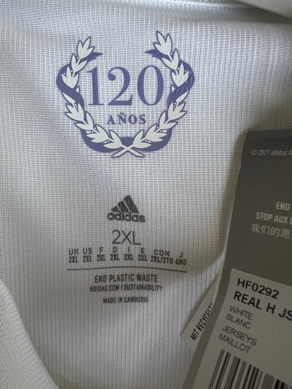 Real Madrid Jersey 22/23 Home Authentic Soccer Shirt HF0292 Adidas Mens Size 2XL