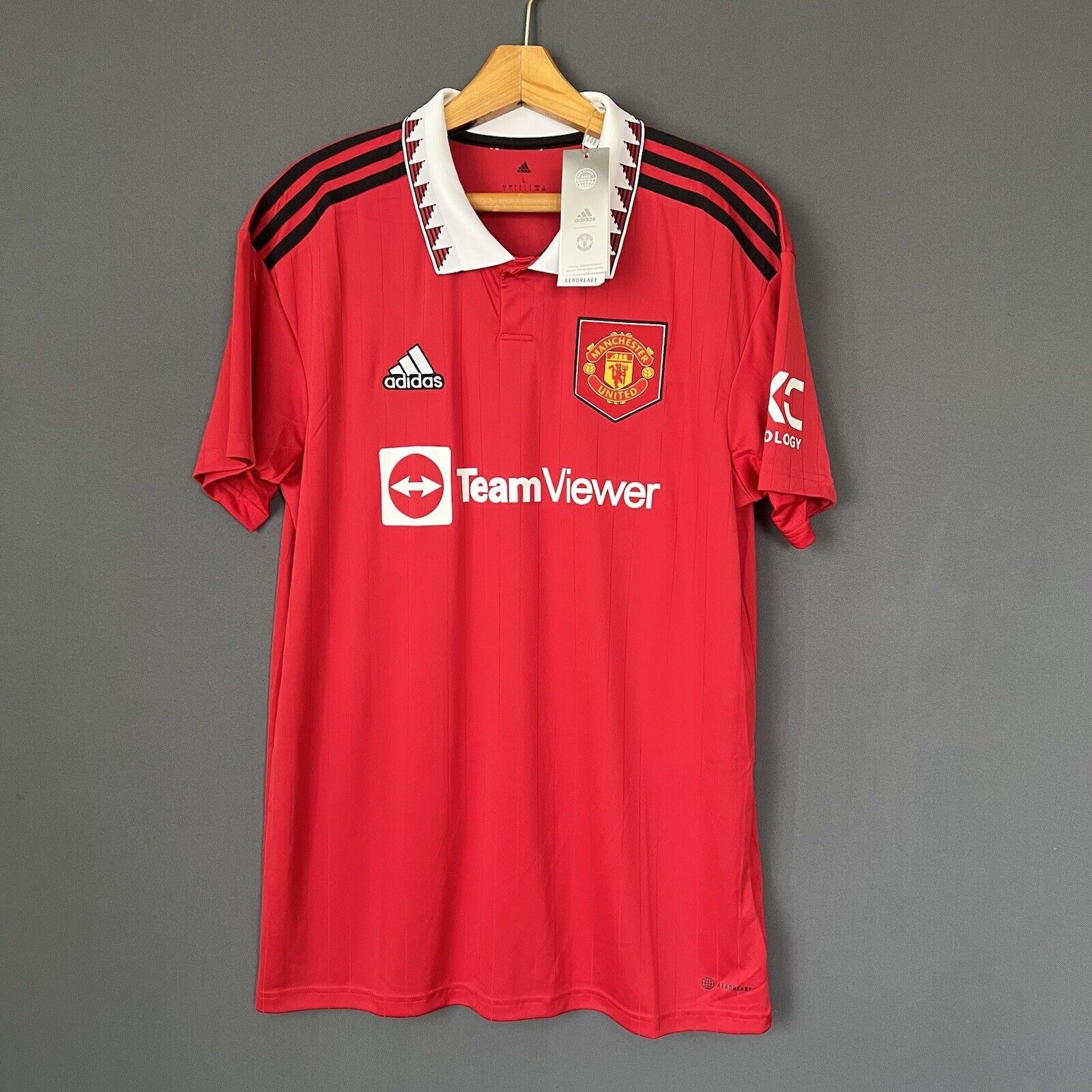 Eriksen Manchester United Jersey 22-23 Home Mens Football Shirt Size L Adidas