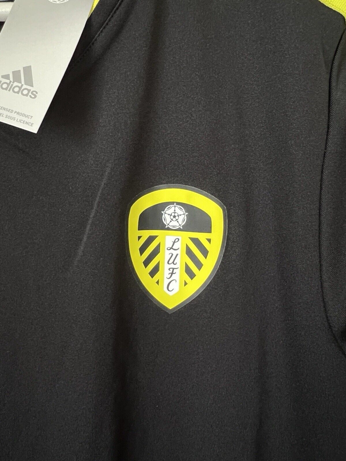 Leeds United Jersey Training Black Soccer Football Shirt Adidas Mens Size S