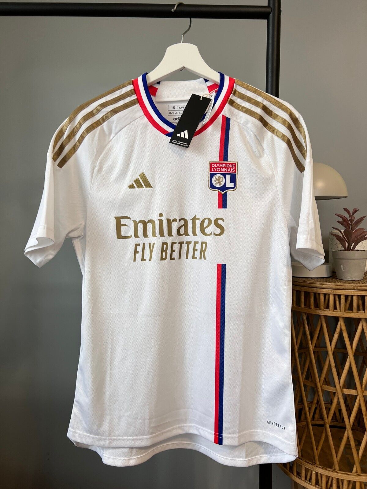 Olympique Lyonnais 23/24 Home Jersey Soccer Football Shirt Adidas Size XL Boys