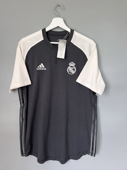 Real Madrid Travel T-Shirt Grey GR4266 Adidas Mens Size M