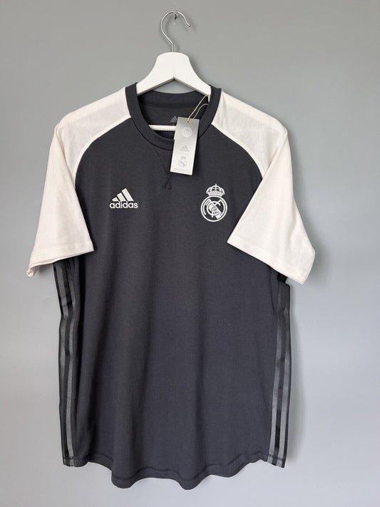 Real Madrid Travel T-Shirt Grey GR4266 Adidas Mens Size M