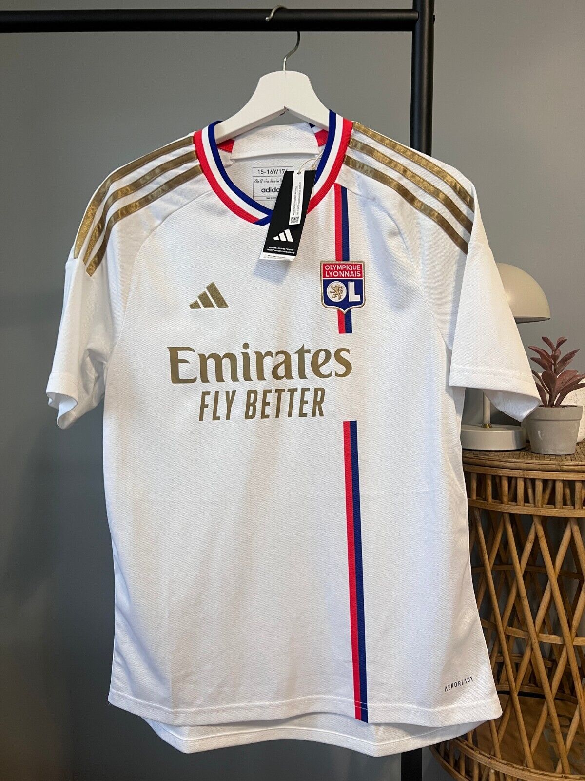 Olympique Lyonnais 23/24 Home Jersey Soccer Football Shirt Adidas Size XL Boys