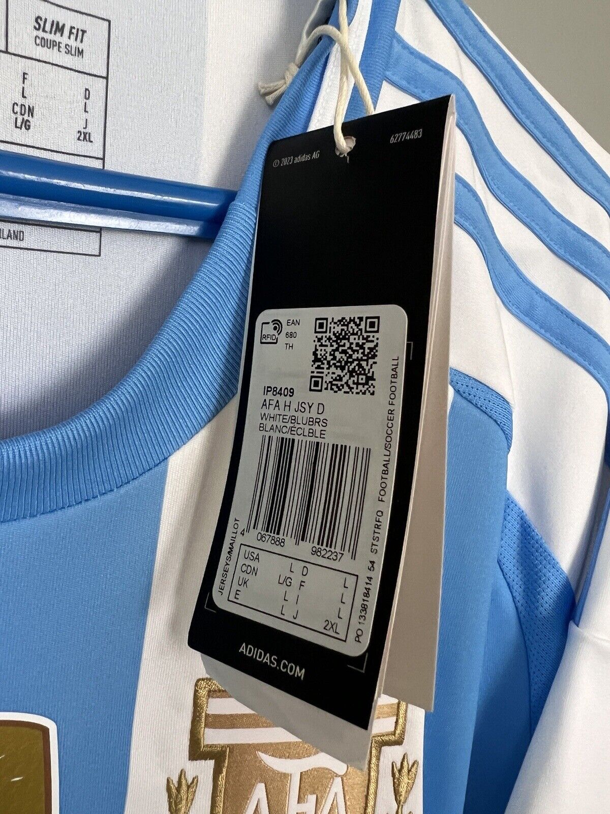 Argentina Jersey 2024 Home Soccer Football Shirt IP8409 Adidas Mens Size L