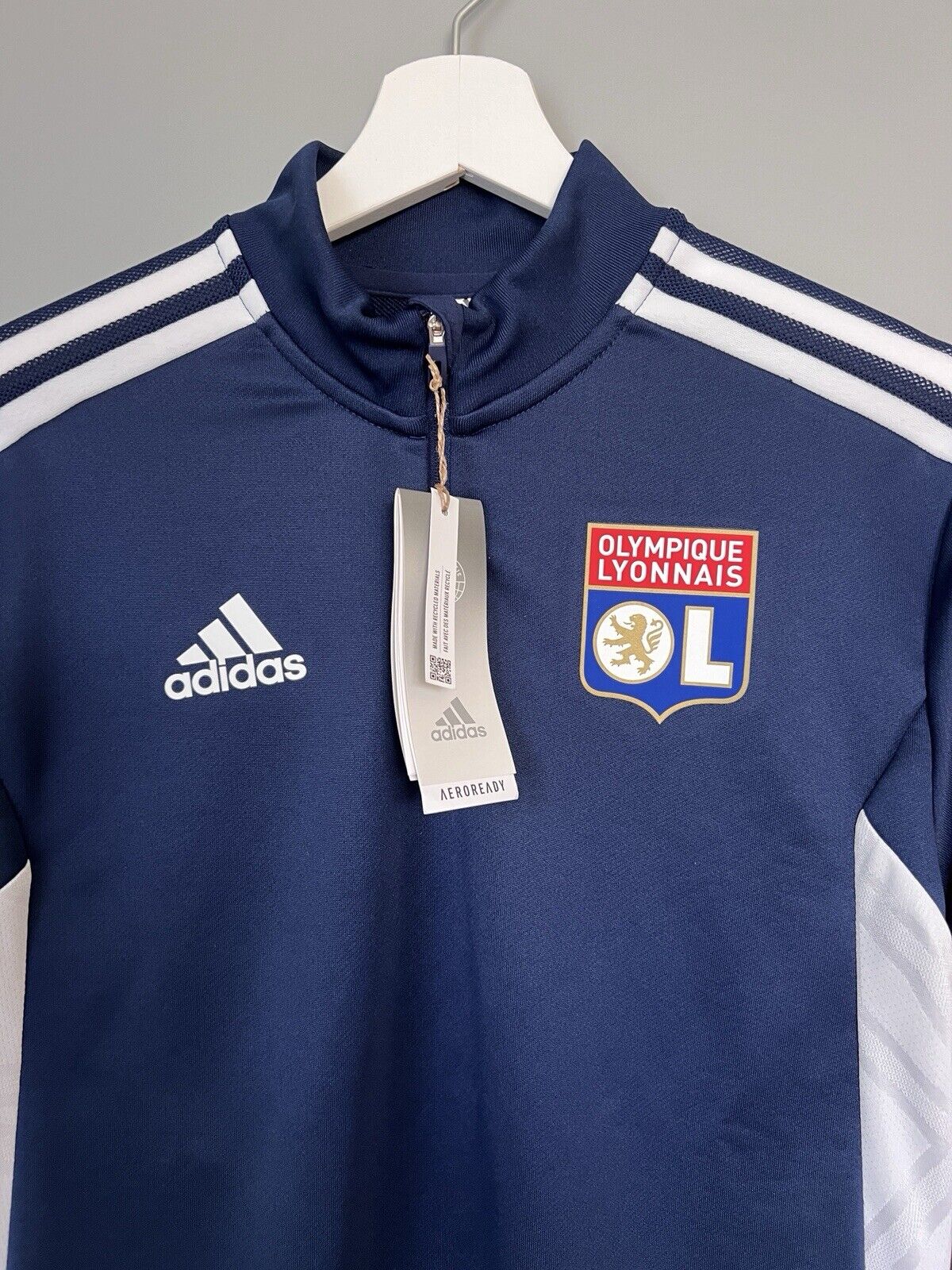 Olympique Lyon Training Top Condivo 22 Blue Soccer Football Adidas Mens Size XS