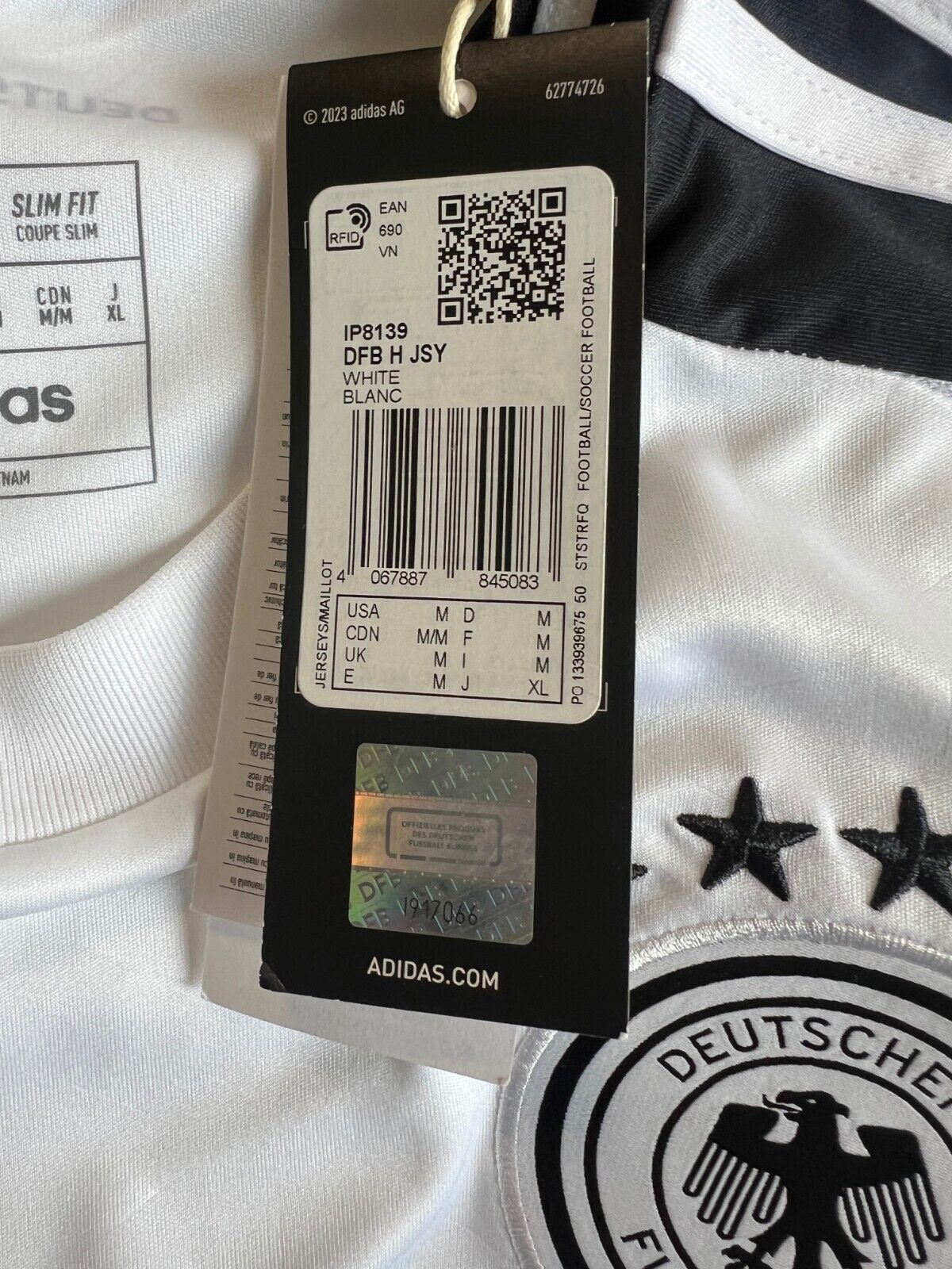 Germany Jersey 2024 Home Soccer Football Shirt Adidas IP8139 Mens Size M