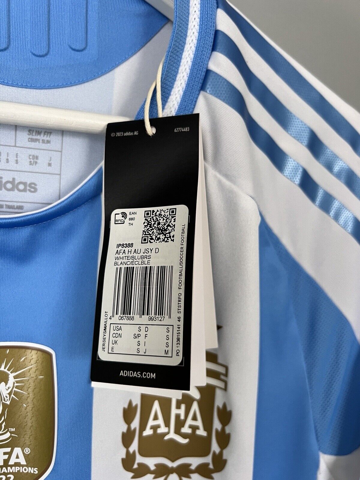 Argentina Jersey 2024 Home Authentic Soccer Shirt IP8388 Adidas Mens Size S