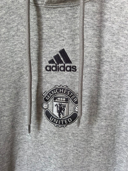 Manchester United Hoodie Gray FR3869 Adidas Football Soccer Mens Size S