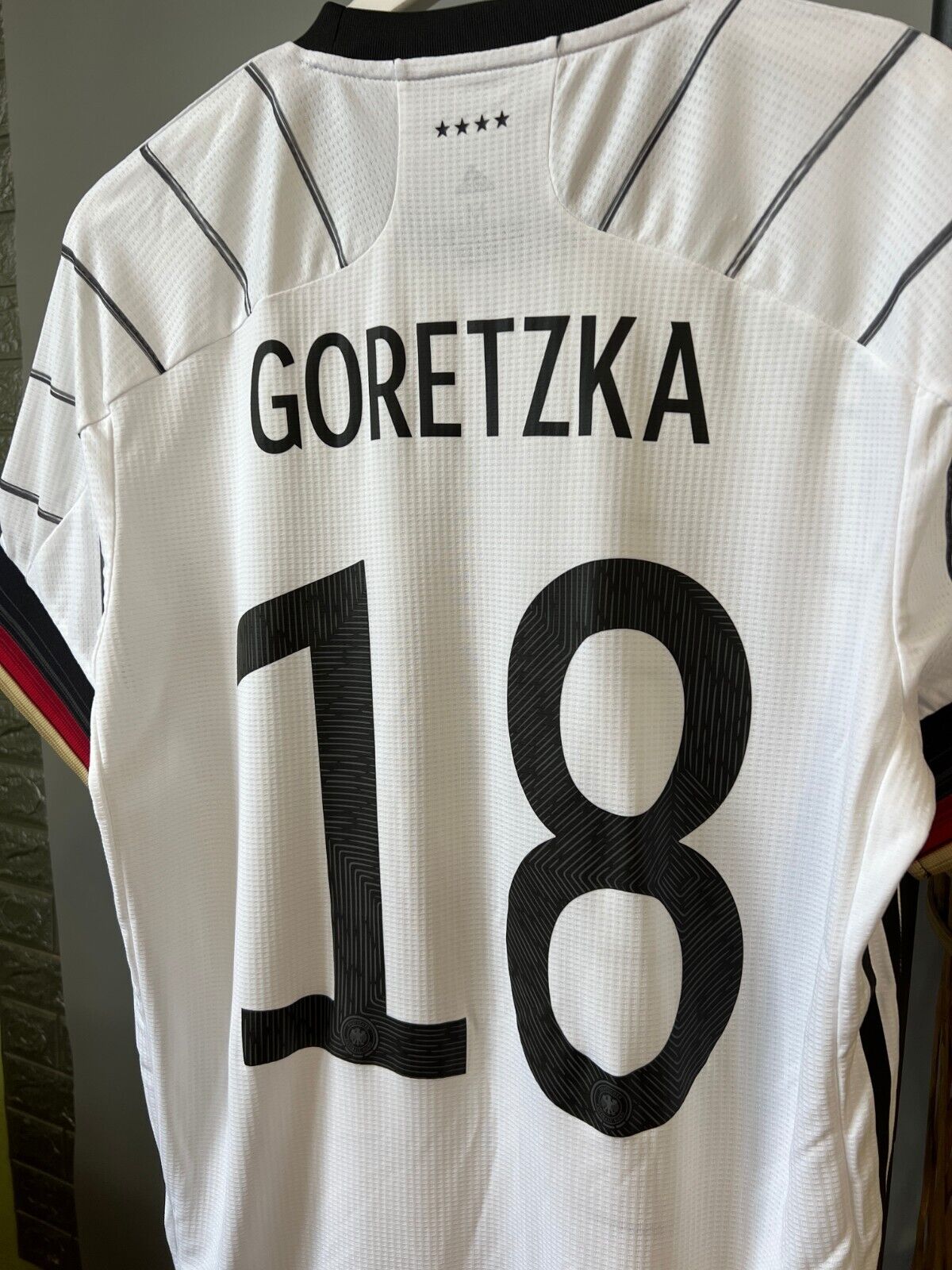 Goretzka Germany Jersey 2020 Home Authentic Soccer Shirt EH6104 Adidas Mens Sz M