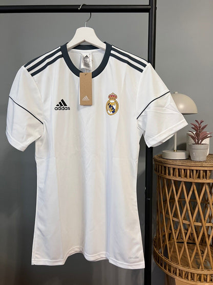 Real Madrid Jersey Training Adidas Soccer Football Shirt White Mens Size S