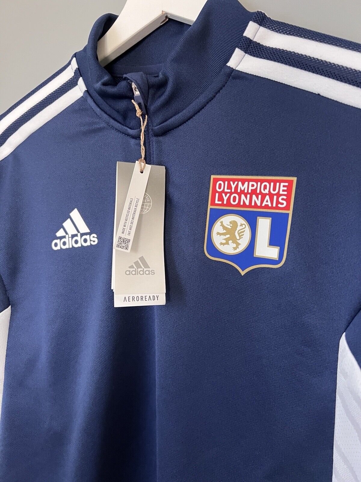 Olympique Lyon Training Top Condivo 22 Blue Soccer Football Adidas Mens Size XS