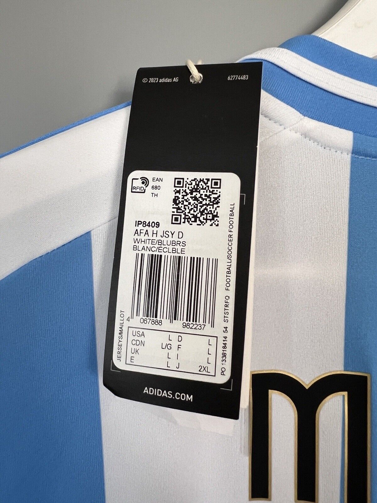 Messi Argentina Jersey 2024 Home Soccer Shirt IP8409 Adidas Mens Size L