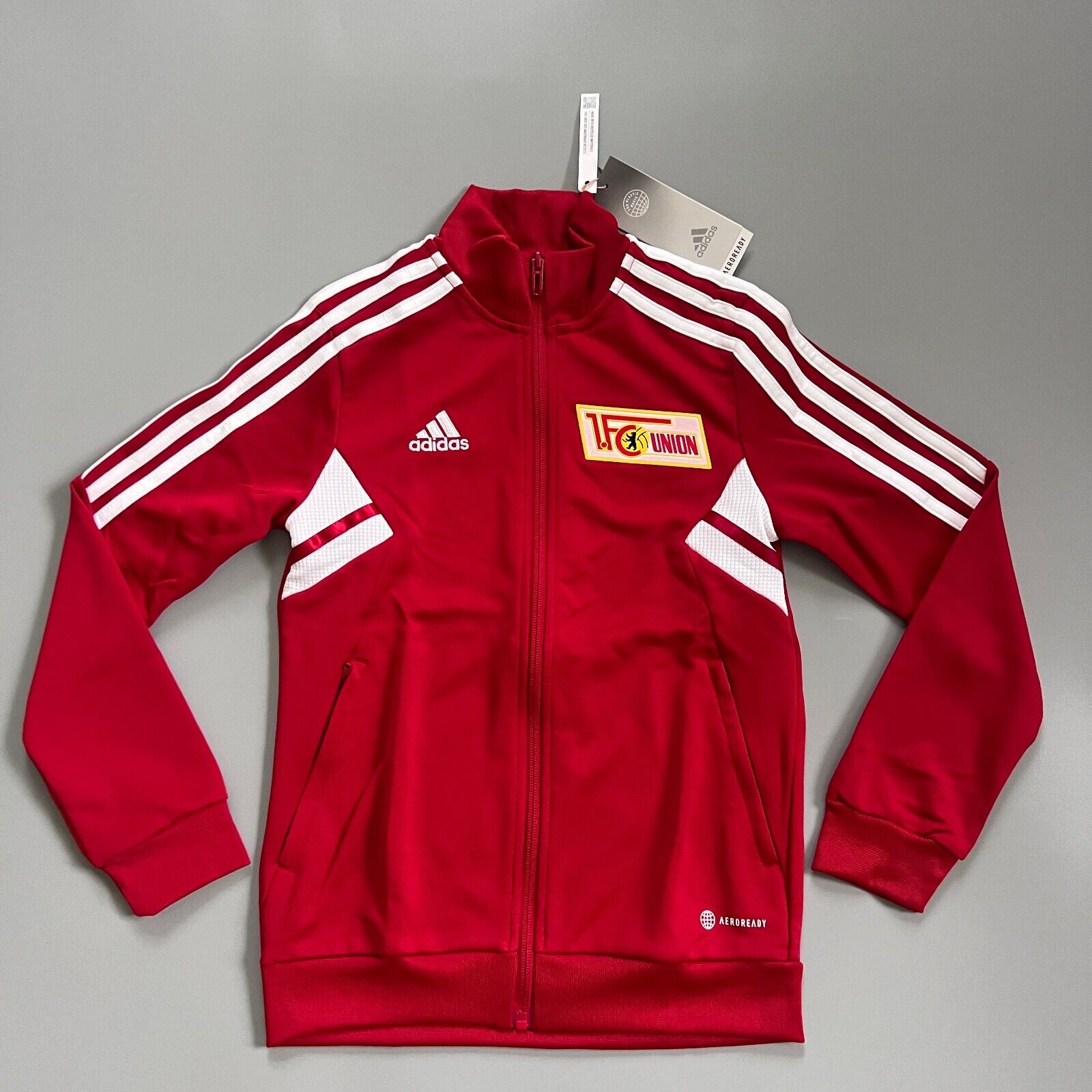 1. FC Union Berlin Jacket Condivo 22 Red Football Soccer Adidas Boys Size XS