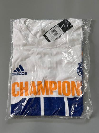 Real Madrid Jersey UCL Champions White Soccer Shirt Adidas Mens Size XL