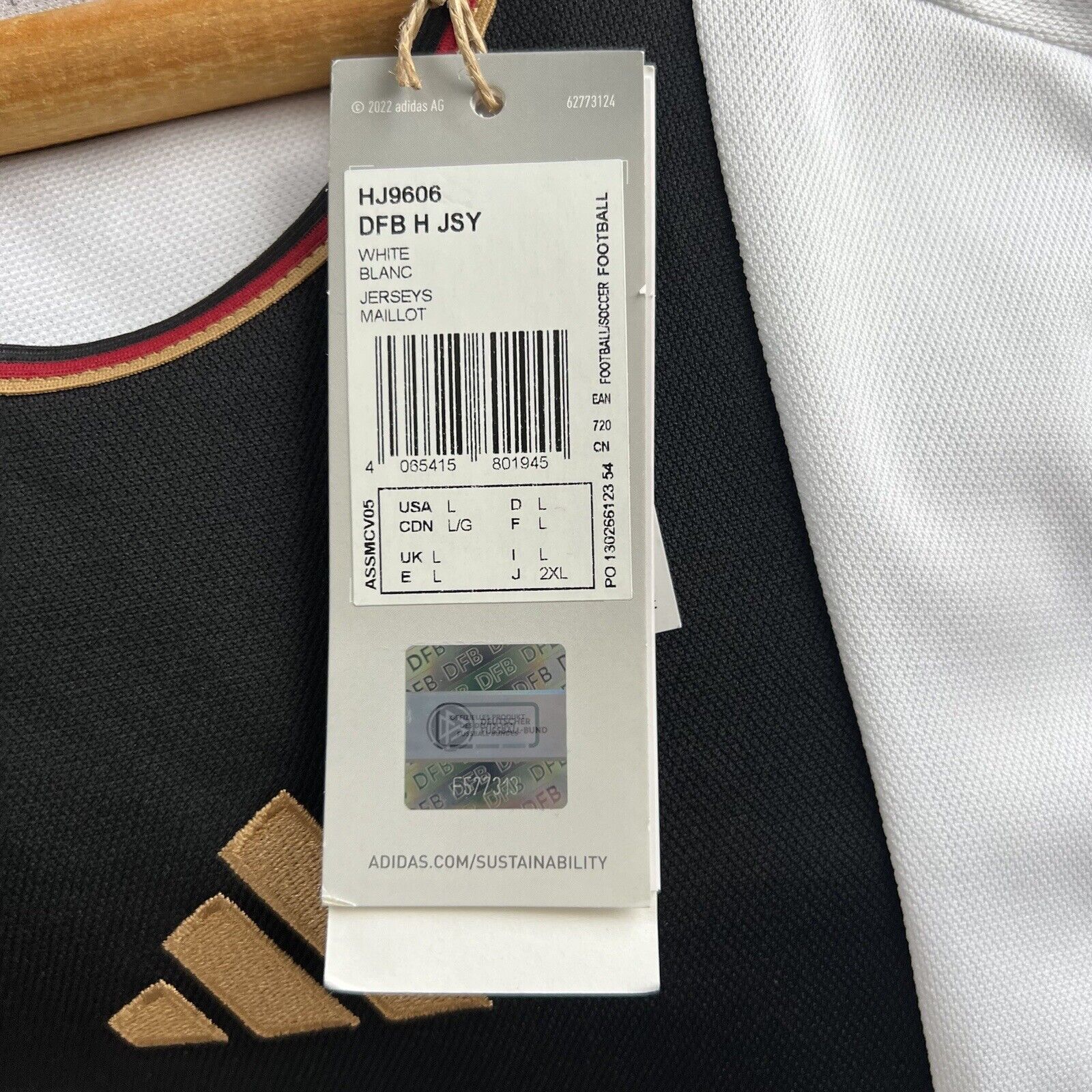 Germany Jersey 2022 2023 Home Size L Mens Football Shirt HJ9606 Adidas