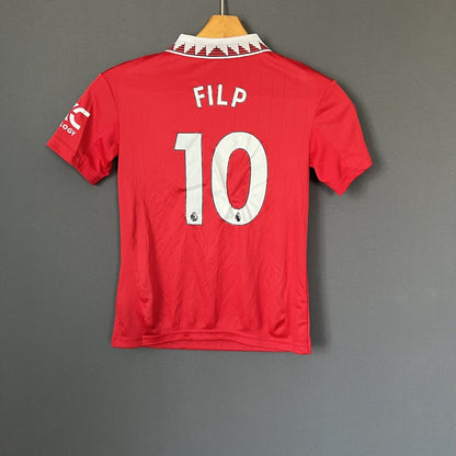 Manchester United 2022-23 Home Size S 9-10Y Boys Soccer Football Shirt Adidas