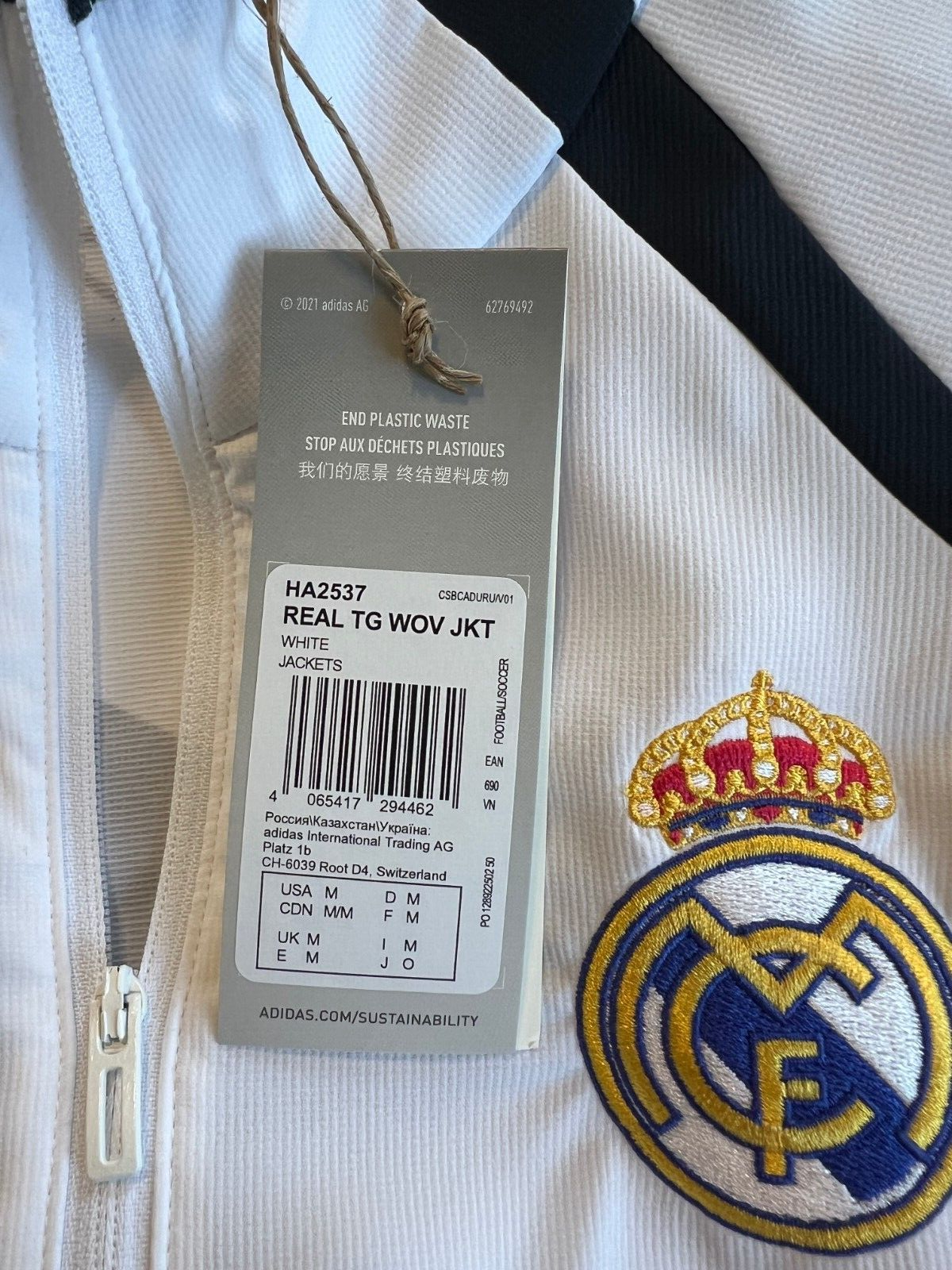 Real Madrid Teamgeist Jacket 2006 x 2021 White Soccer Adidas HA2537 Mens Size M