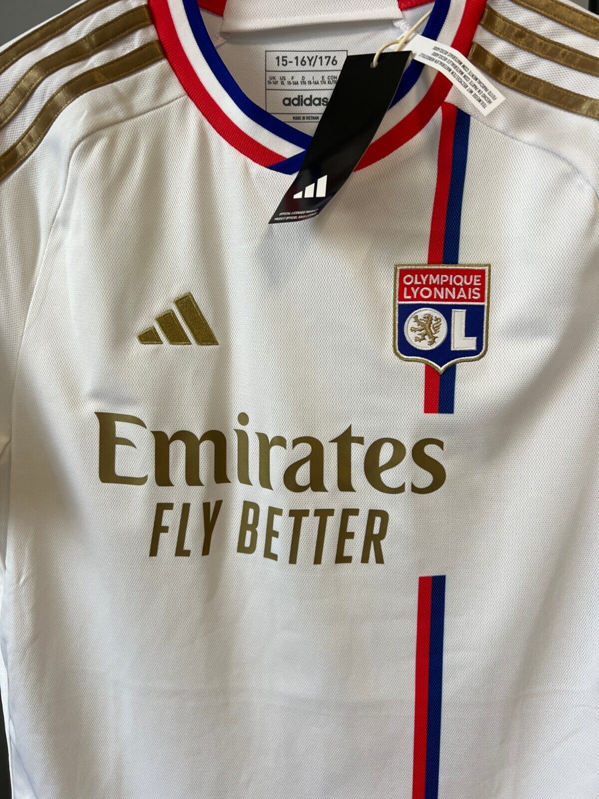 Olympique Lyonnais 23/24 Home Jersey Soccer Football Shirt Adidas Boys Size XL