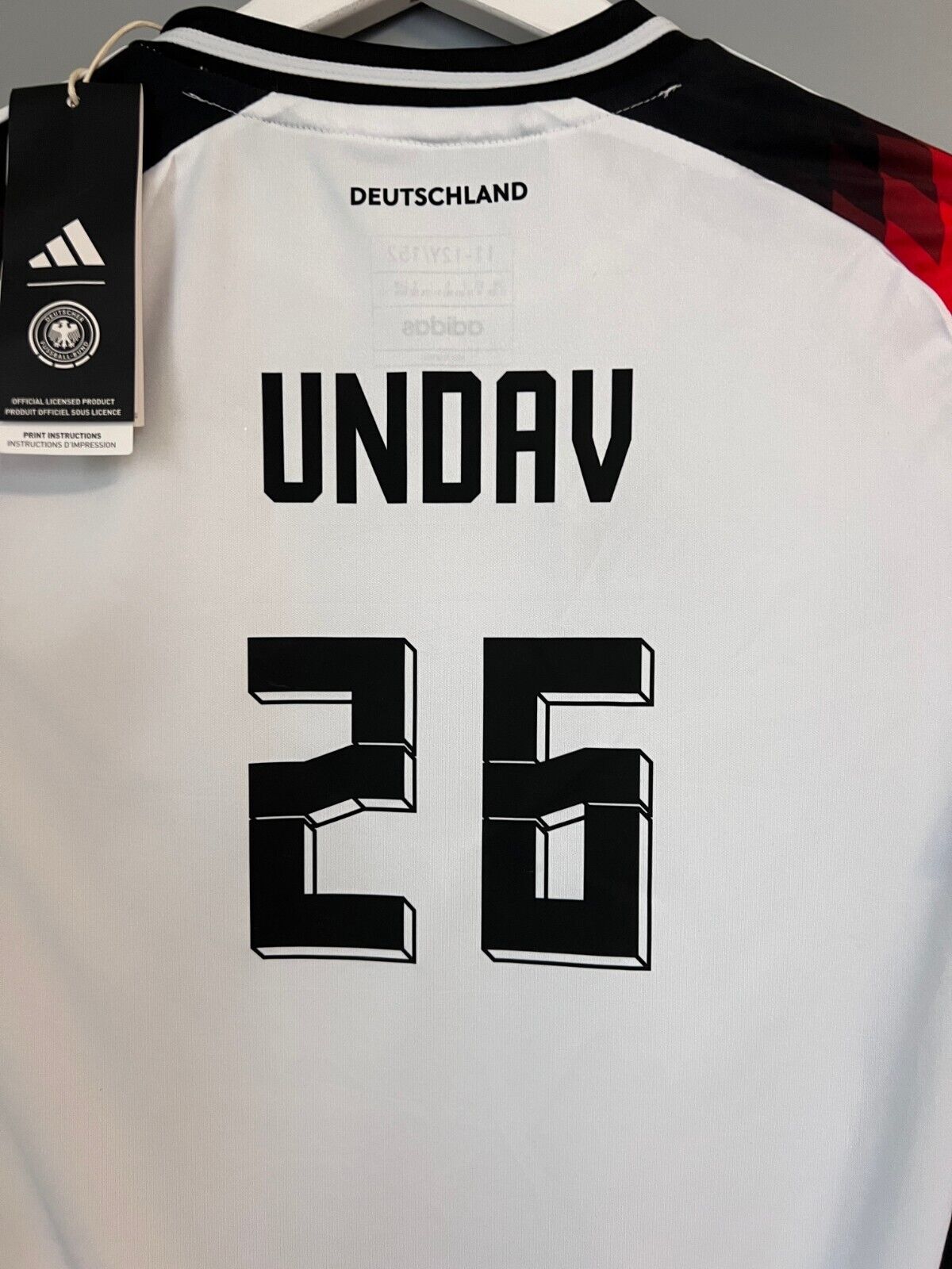 Undav Germany Jersey 2024 Home Soccer Football Adidas DFB IP6130 Boys Size M