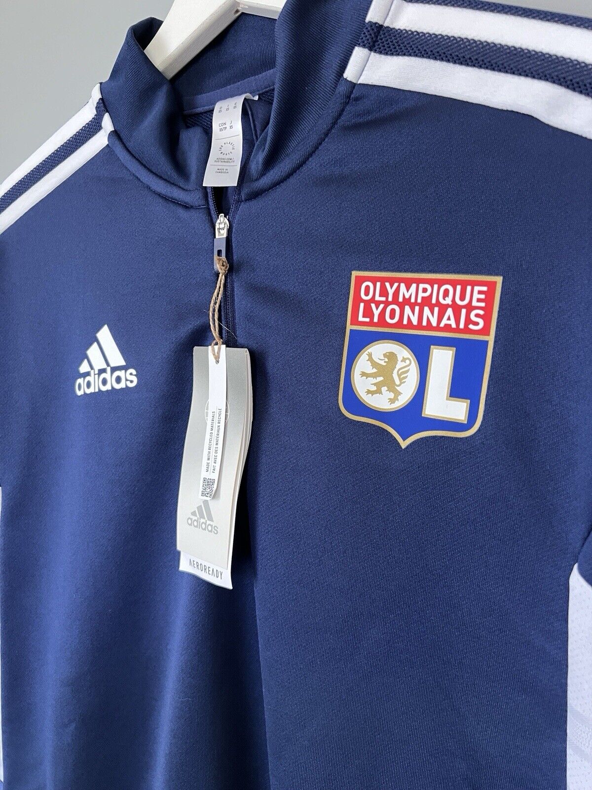 Olympique Lyon Training Top Condivo 22 Soccer Football Adidas Mens Size XS