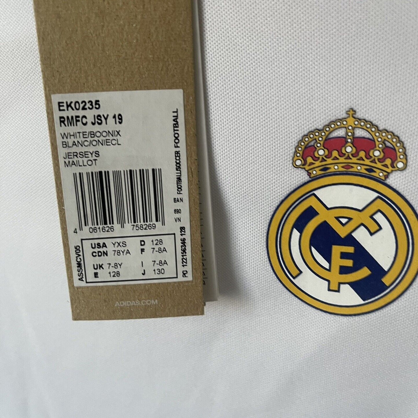 REAL MADRID JERSEY KIDS BOYS 128 7-8Y FOOTBALL SOCCER SHIRT ADIDAS EK0235