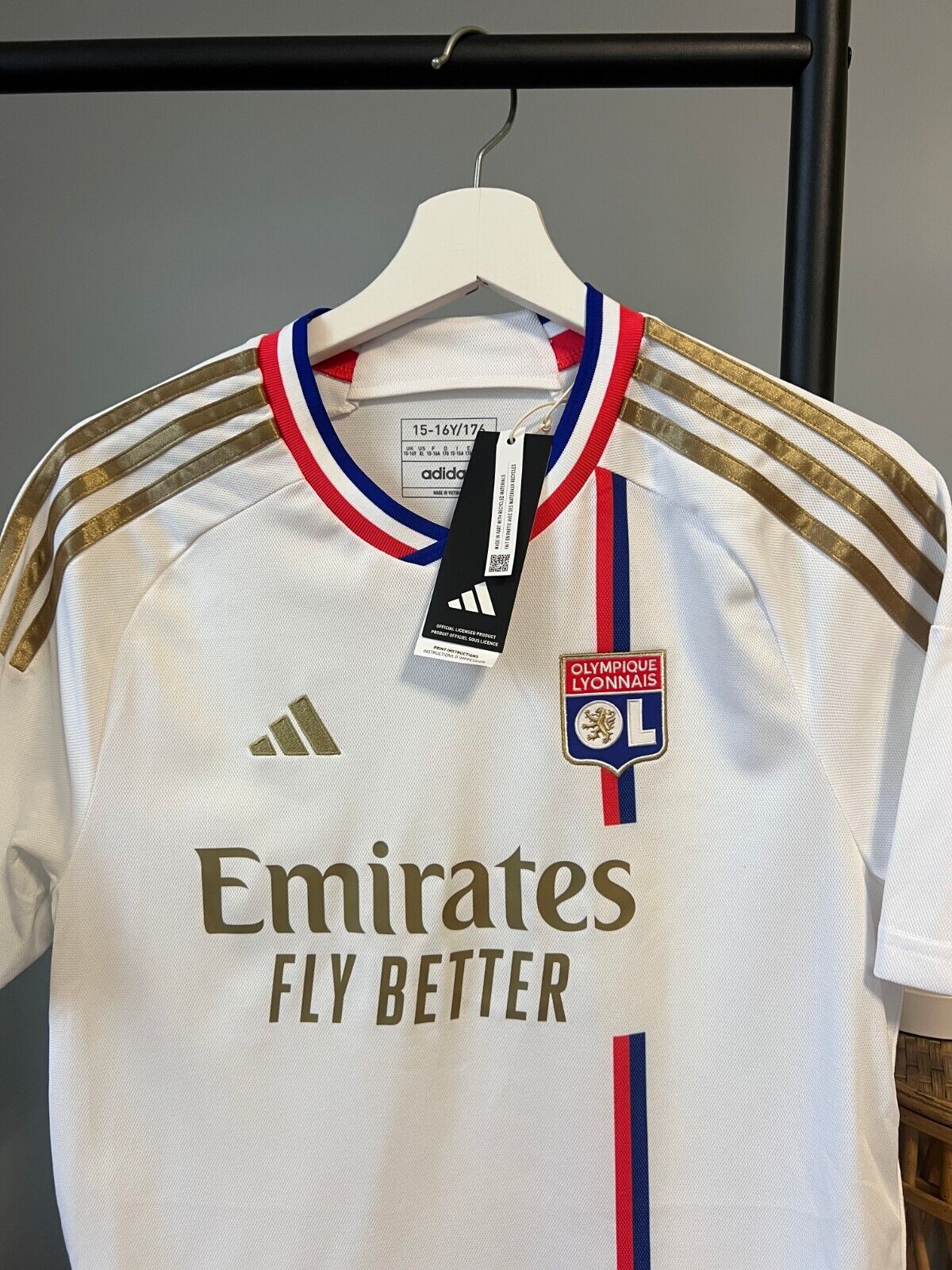 Olympique Lyonnais 23/24 Home Jersey Soccer Football Shirt Adidas Size XL Boys