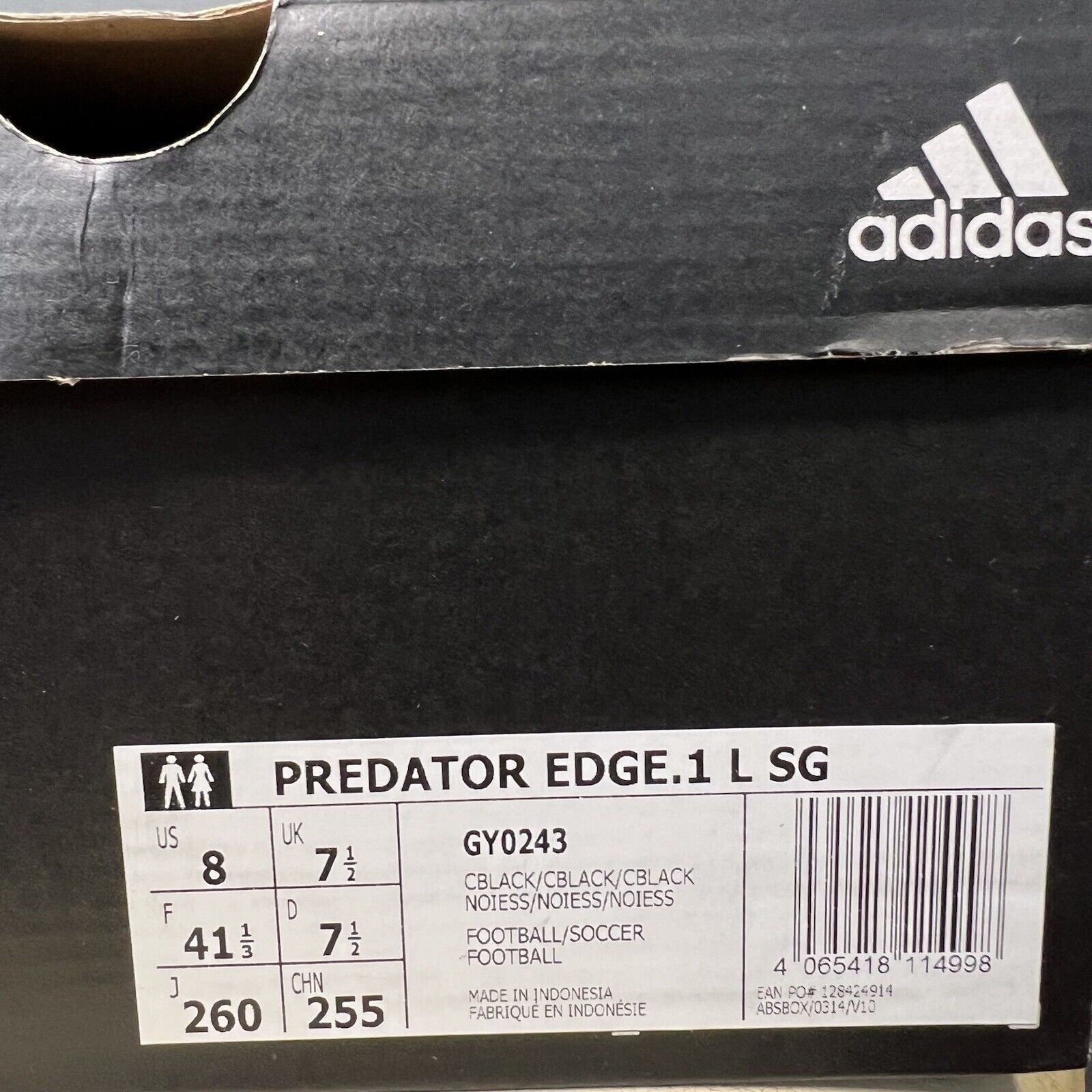 Adidas Predator Edge.1 L Black Mens Cleats Football Soccer Boots GY0243 Size US8