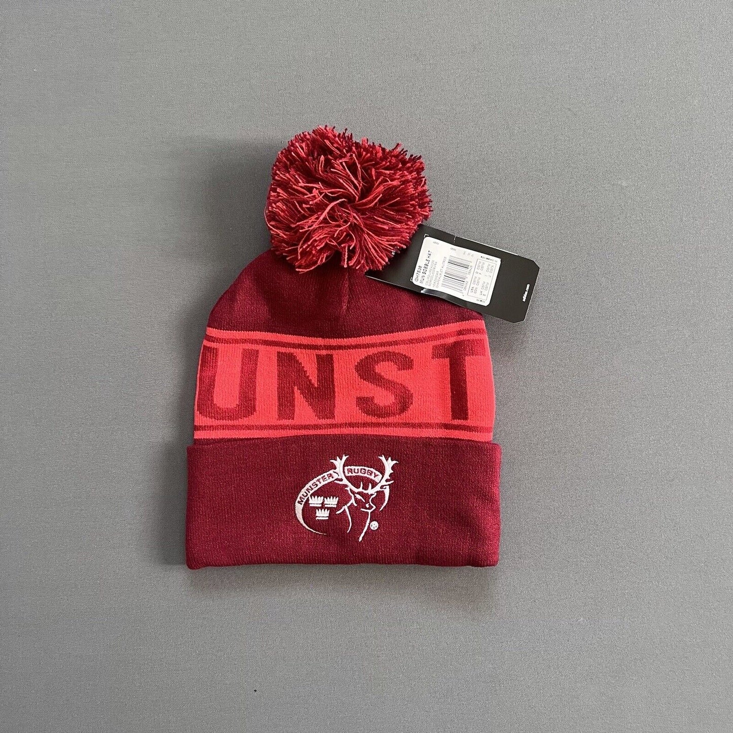 MUNSTER RUGBY BOBBLE HAT BEANIE ADIDAS MENS SIZE OSFM