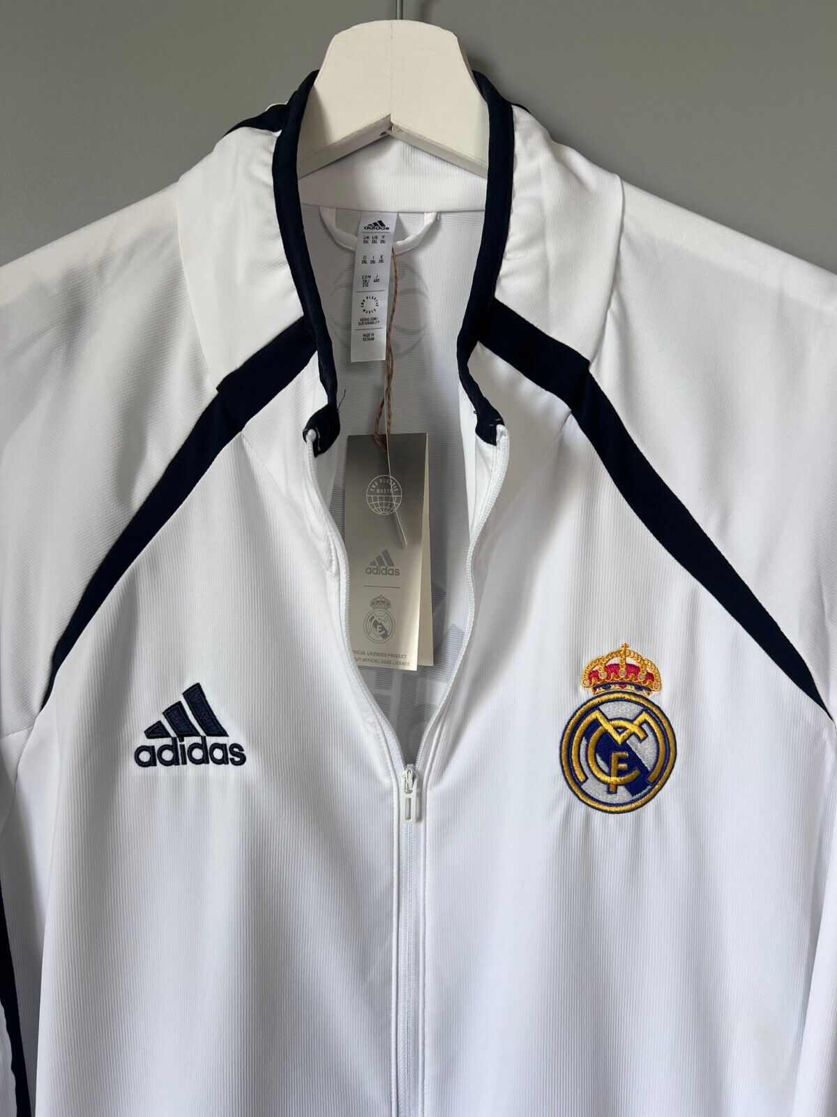 Real Madrid Teamgeist Jacket 2006x2021 White Soccer Adidas HA2537 Mens Size XXL