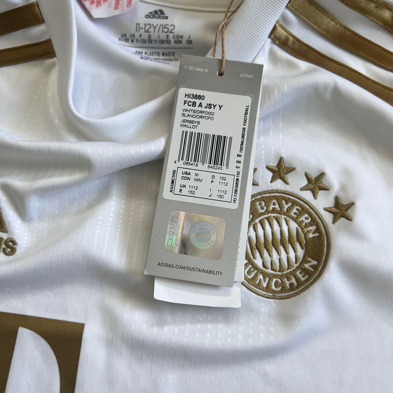 Gnabry Bayern Munich Jersey 22-23 Away Boys Soccer Shirt Size M HI3880 Adidas