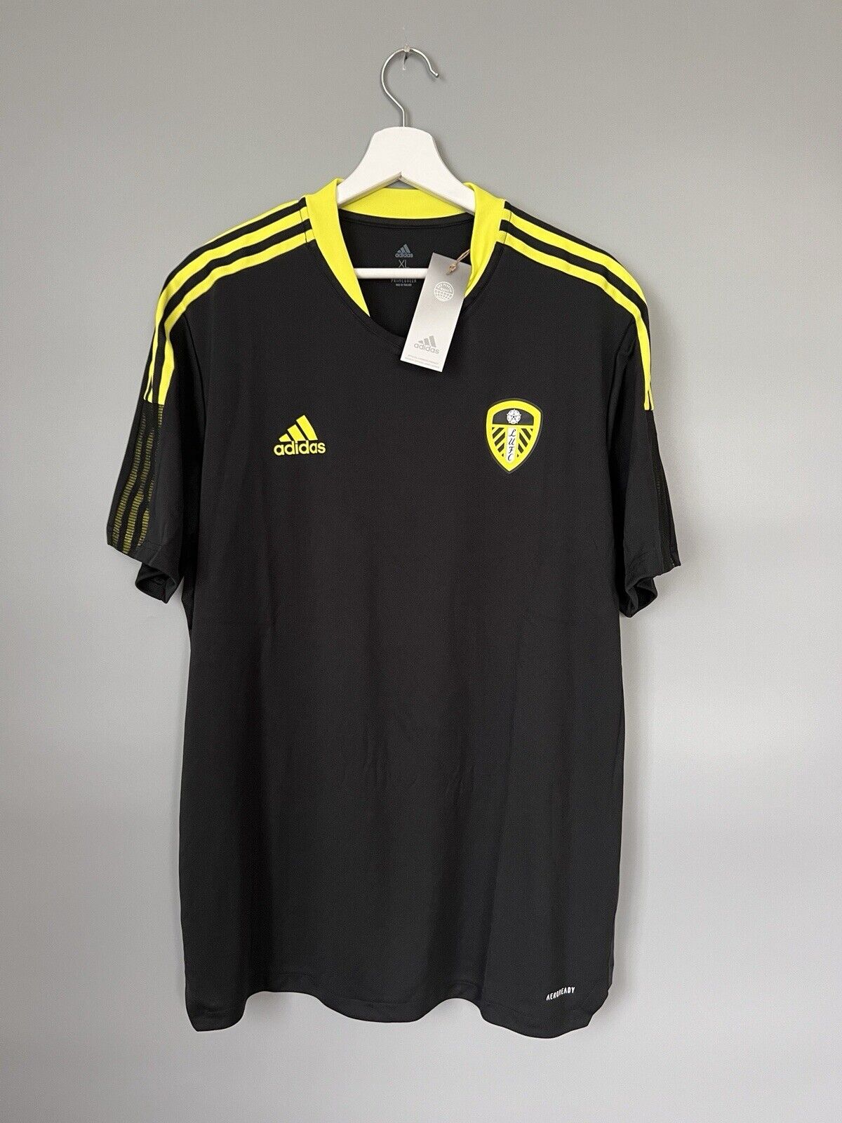 Leeds United Jersey Training Black Soccer Football Shirt Adidas Mens Size XL