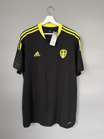Leeds United Jersey Training Black Soccer Football Shirt Adidas Mens Size XL