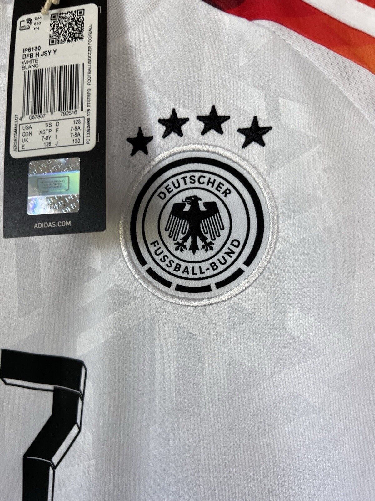 Germany Jersey 2024 Home Soccer Football Adidas DFB IP6130 Boys Size XS