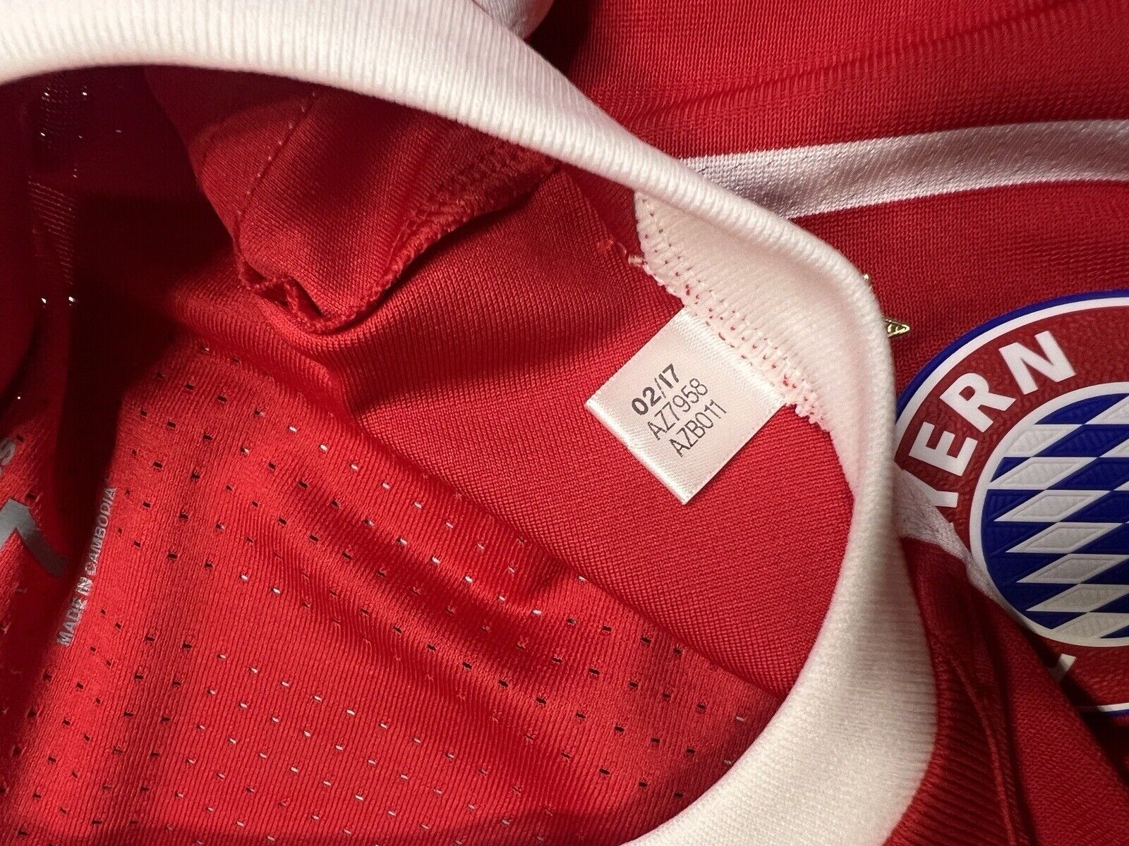 Bayern Munich Jersey 2017/18 Home Match Worn Mens Size 7 Football Shirt Adidas