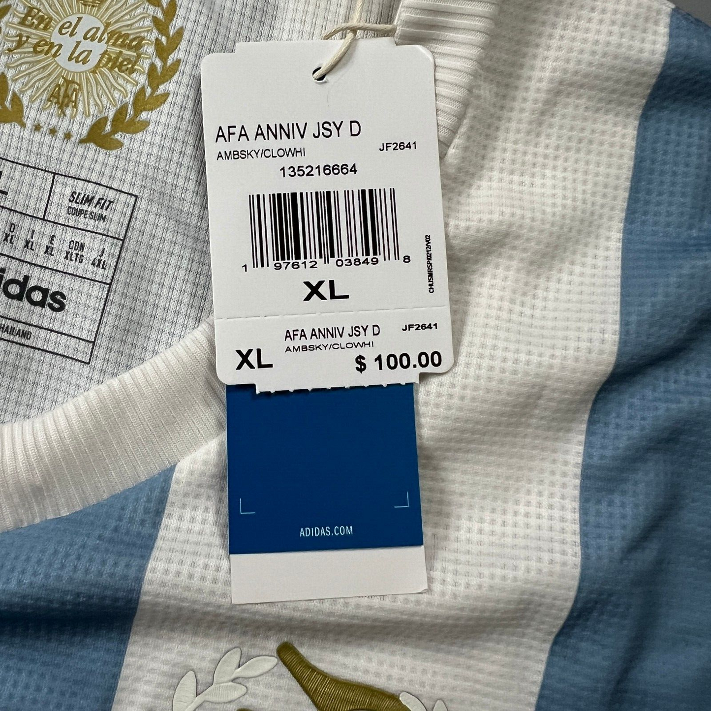 Argentina Jersey Anniversary 2024 Soccer Shirt JF2641 Adidas Mens Size XL