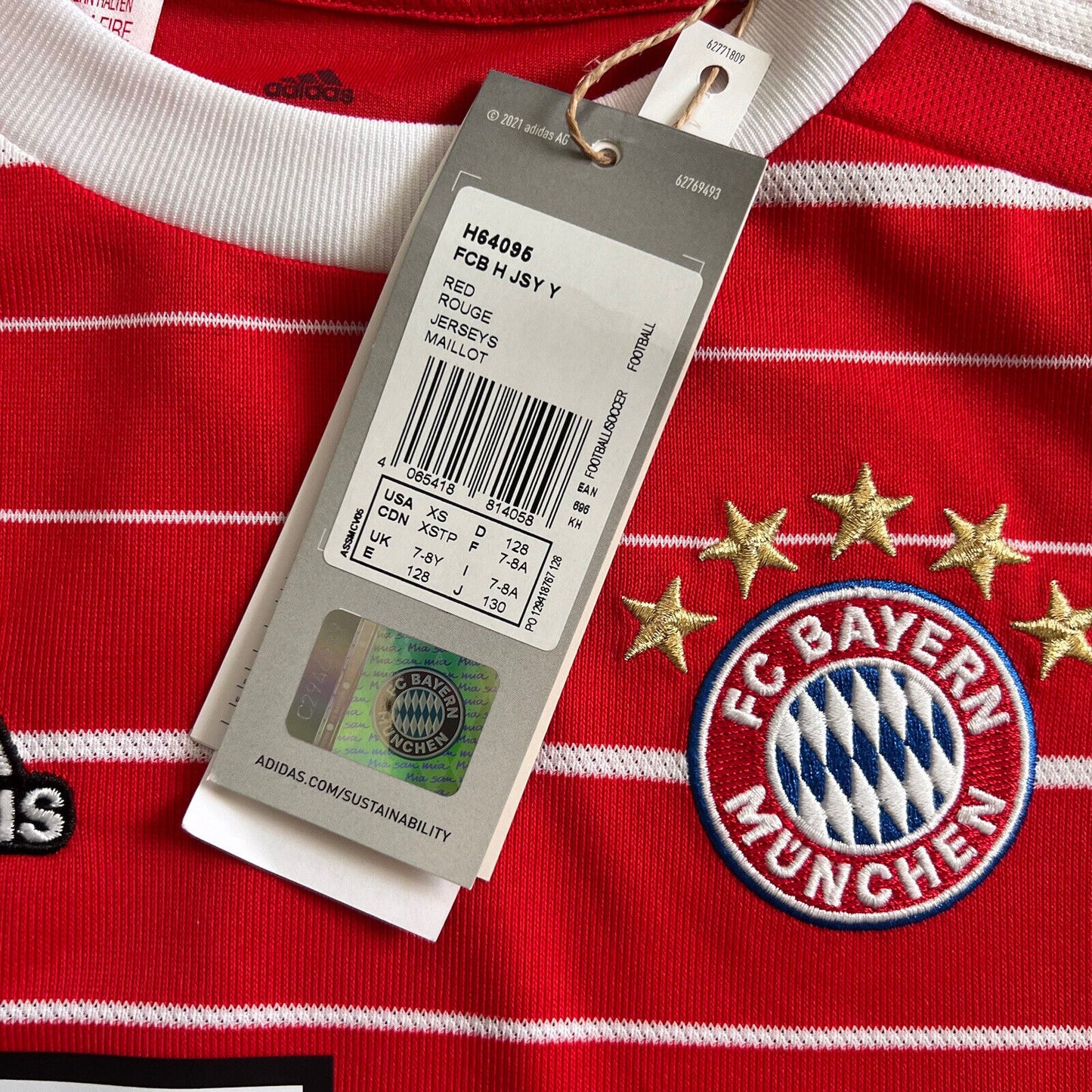 Mane Bayern Munich Jersey 22-23 Home Size XS Boys Soccer Shirt Adidas