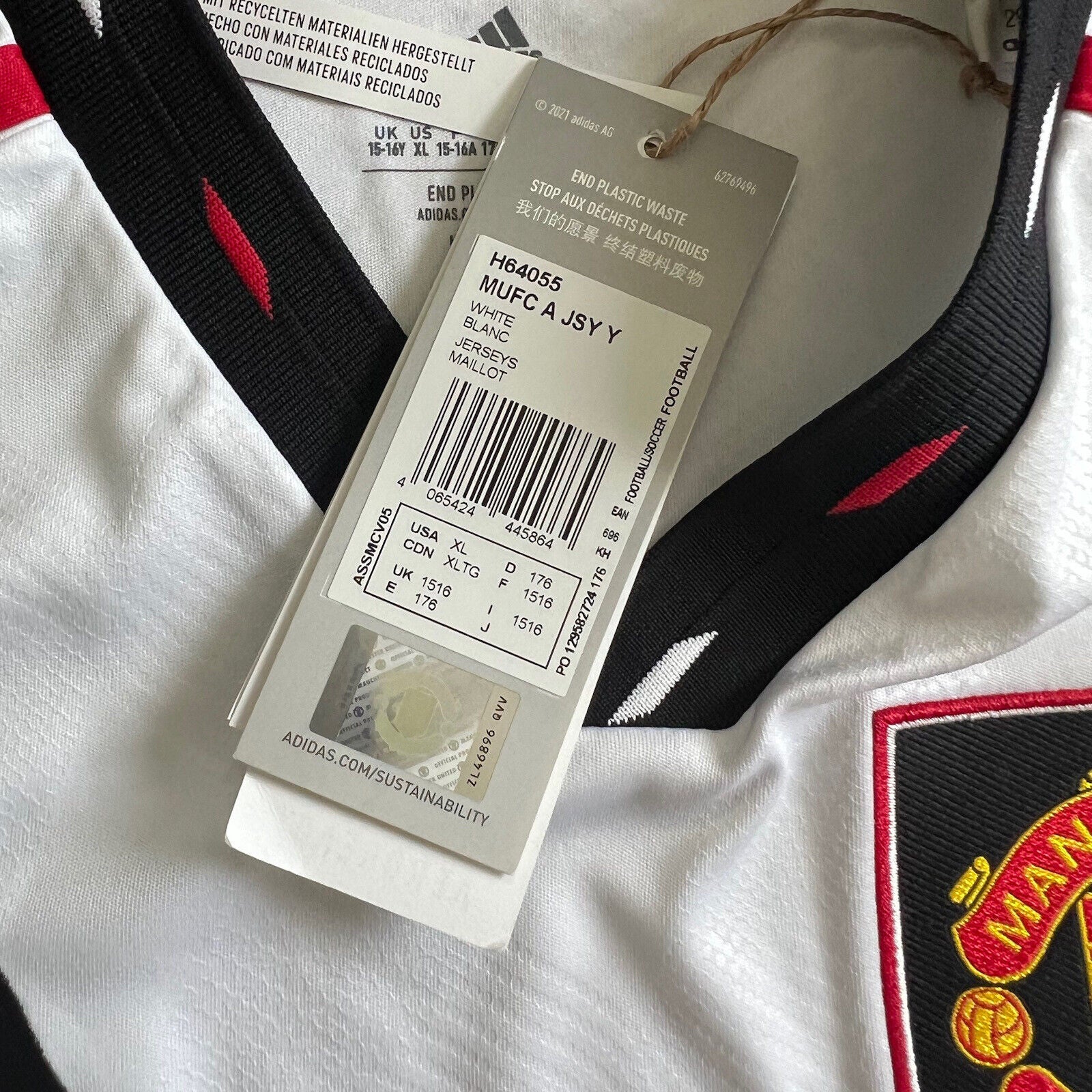Manchester United Jersey 22-23 Away Size XL Boys Adidas Football Shirt