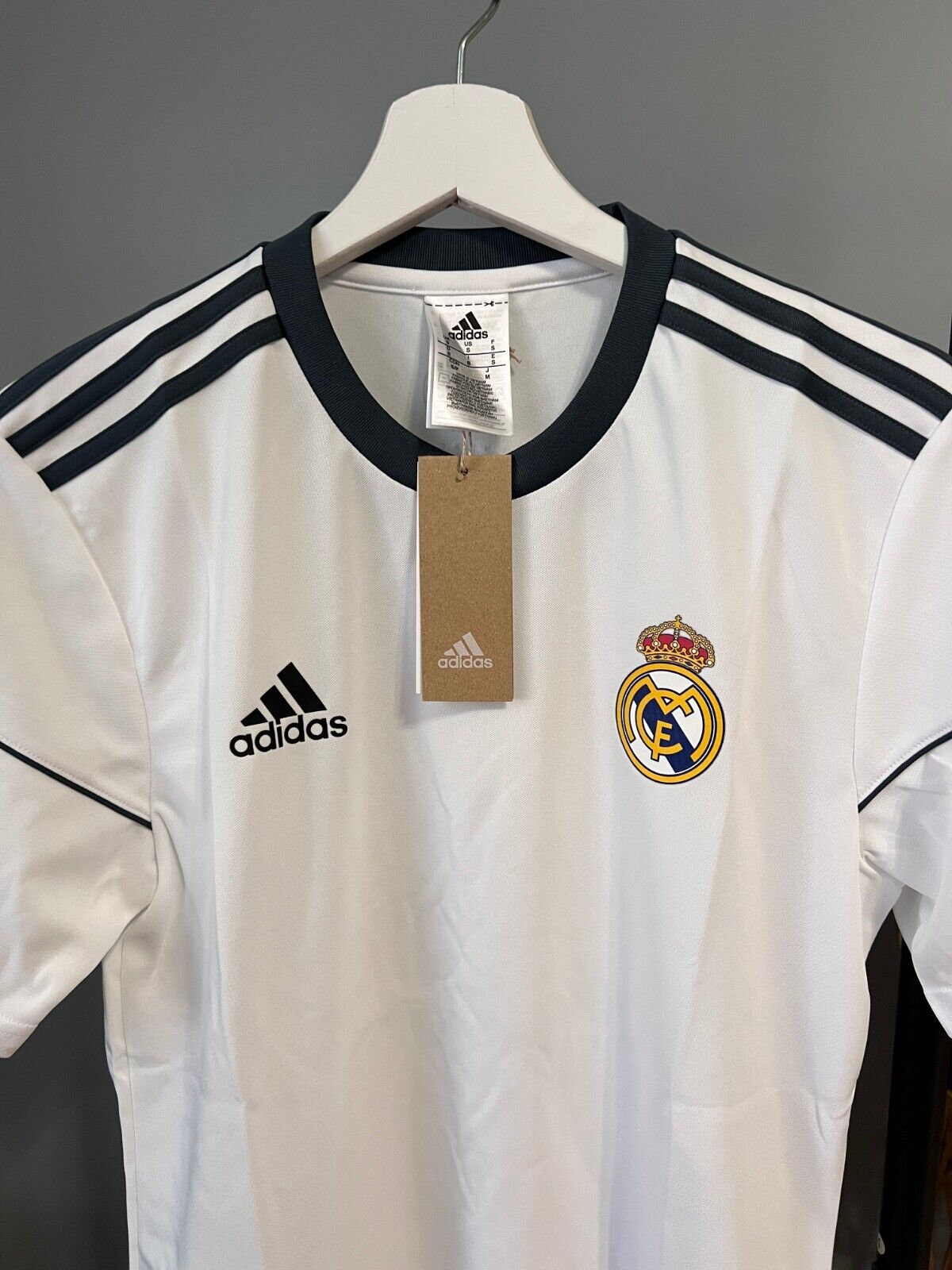 Real Madrid Jersey Training Adidas Soccer Football Shirt White Mens Size S