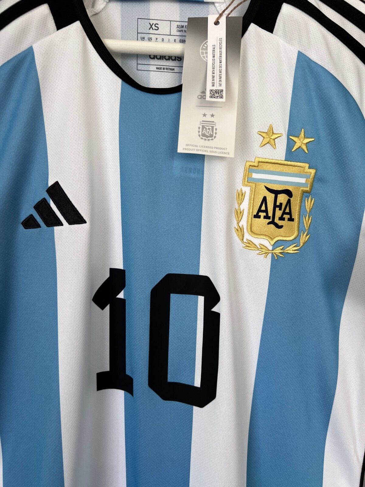 Messi Argentina Jersey 2022 Home Soccer Shirt HF2158 Adidas Mens Size XS