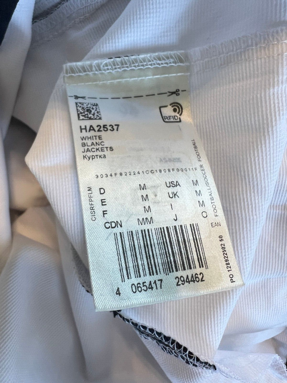 Real Madrid Teamgeist Jacket 2006 x 2021 White Soccer Adidas HA2537 Mens Size M