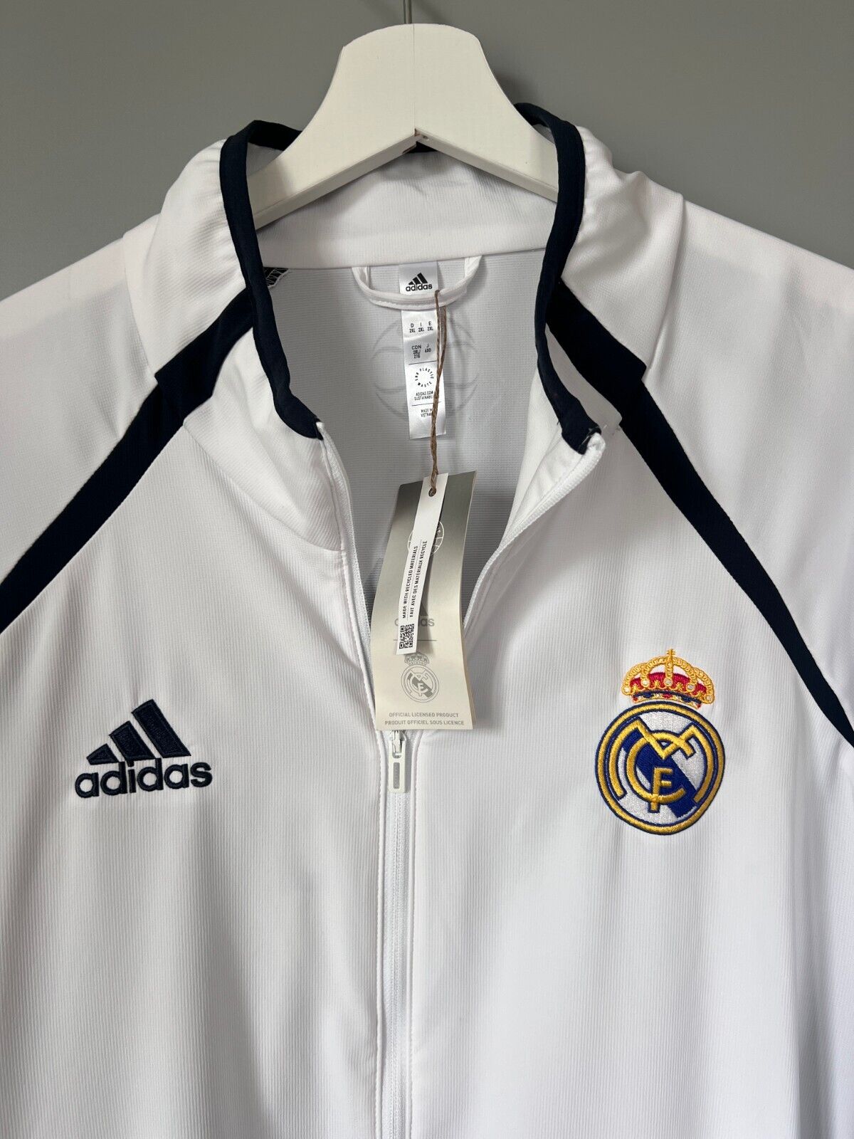 Real Madrid Teamgeist Jacket 2006x2021 White Soccer Adidas HA2537 Mens Size XXL