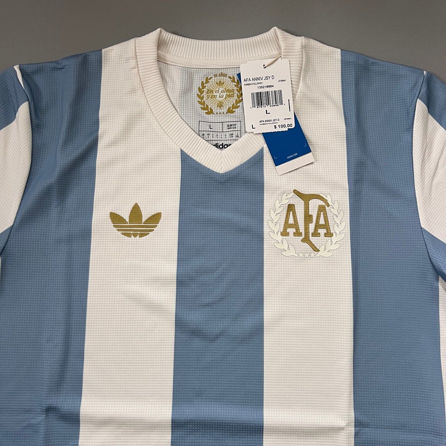 Argentina Jersey Anniversary 2024 Soccer Shirt JF2641 Adidas Mens Size L
