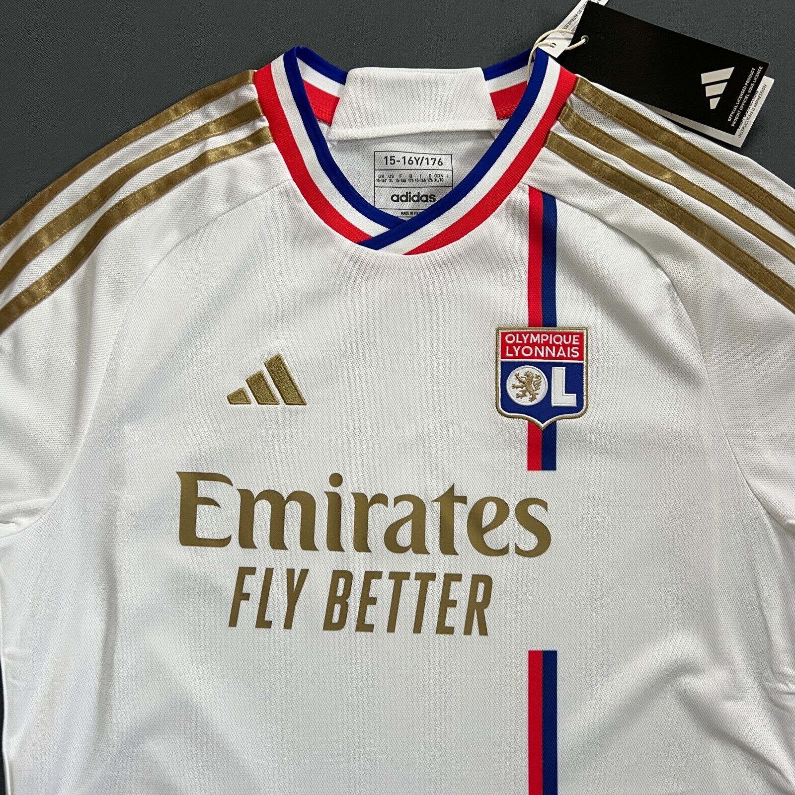 Olympique Lyon Jersey 23/24 Home Soccer Football Shirt Adidas Boys Size XL