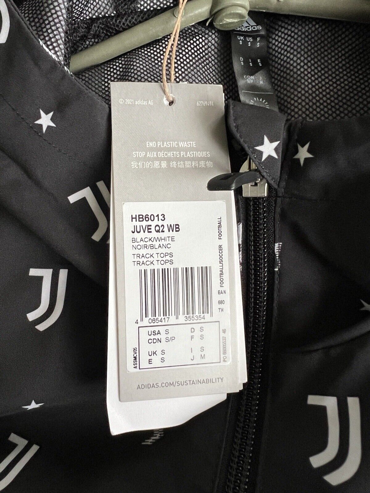 Juventus Jacket Windbreaker Football Soccer Mens Adidas HB6013 Size S