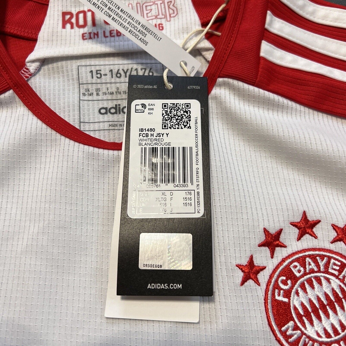 Bayern Munich Jersey 2023/24 Home Soccer Shirt Trikot IB1480 Adidas Boys Size XL