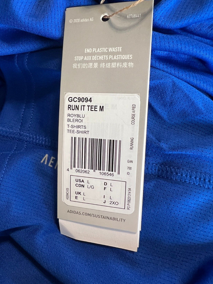 Adidas Mens Blue Running T-Shirt Size L Athletic Jersey GC9094