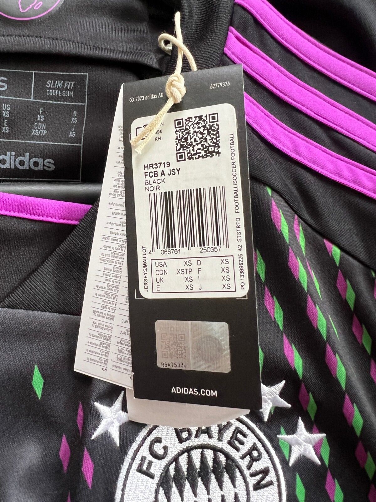 Bayern Munich Jersey 23/24 Away Soccer Football Shirt HR3719 Adidas Mens Size XS