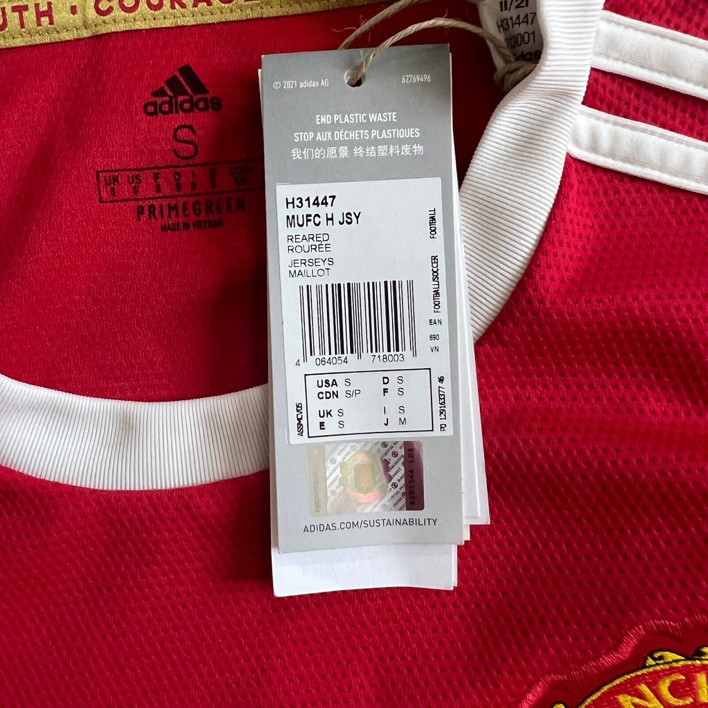 Lindelof Manchester United Jersey 2021/22 Home Small Mens Soccer Shirt Adidas